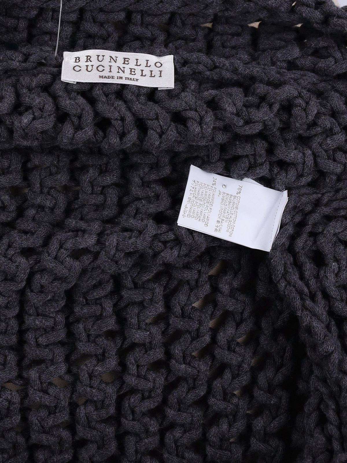 Brunello Cucinelli Knitted Charcoal Cardigan