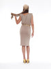 Abito da giorno Y2K Lanvin in viscosa fluida di colore beige