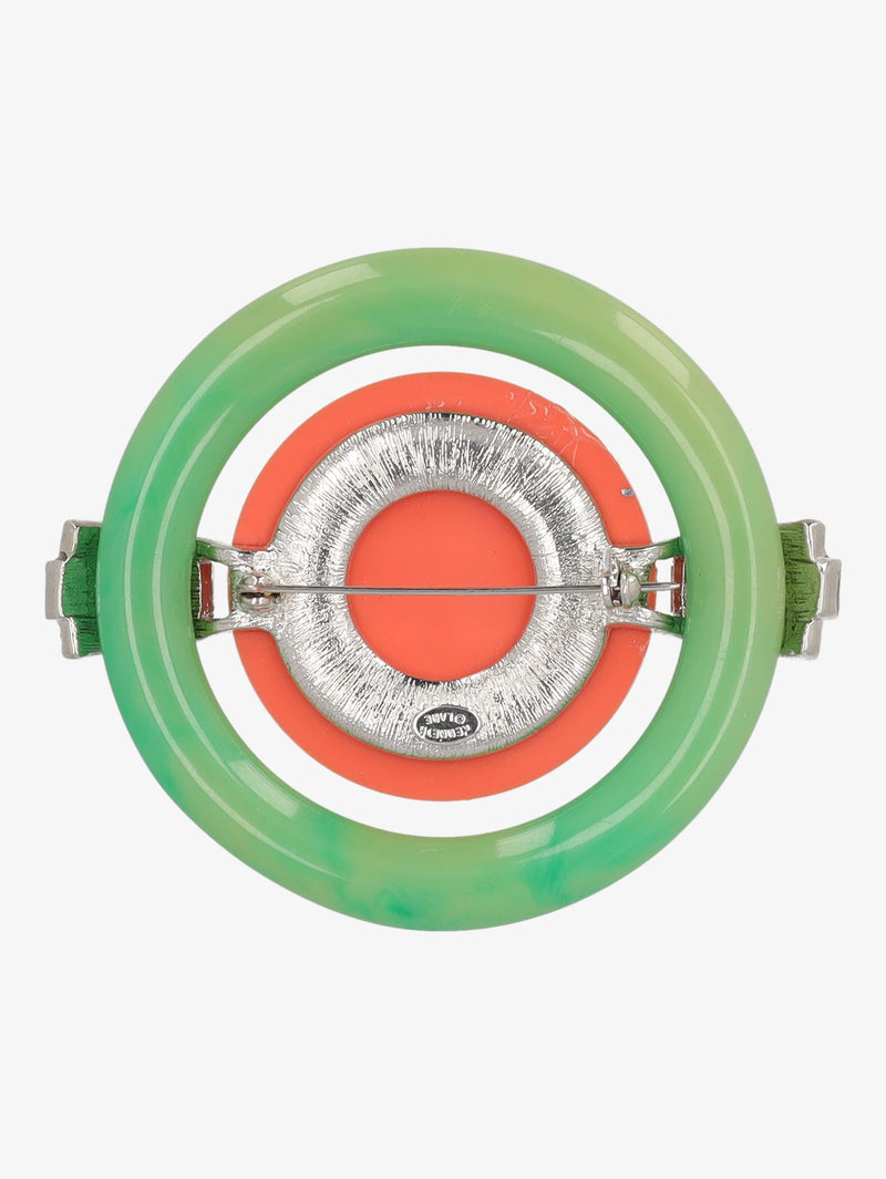 Kenneth Jay Lane Orange And Green Circle Brooch CVR24.1.130  Kenneth Jay Lane 