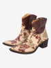 Cowboy Ankle Boots in Brown Leather with a Pattern of Flowers W7426.62  Vintage 