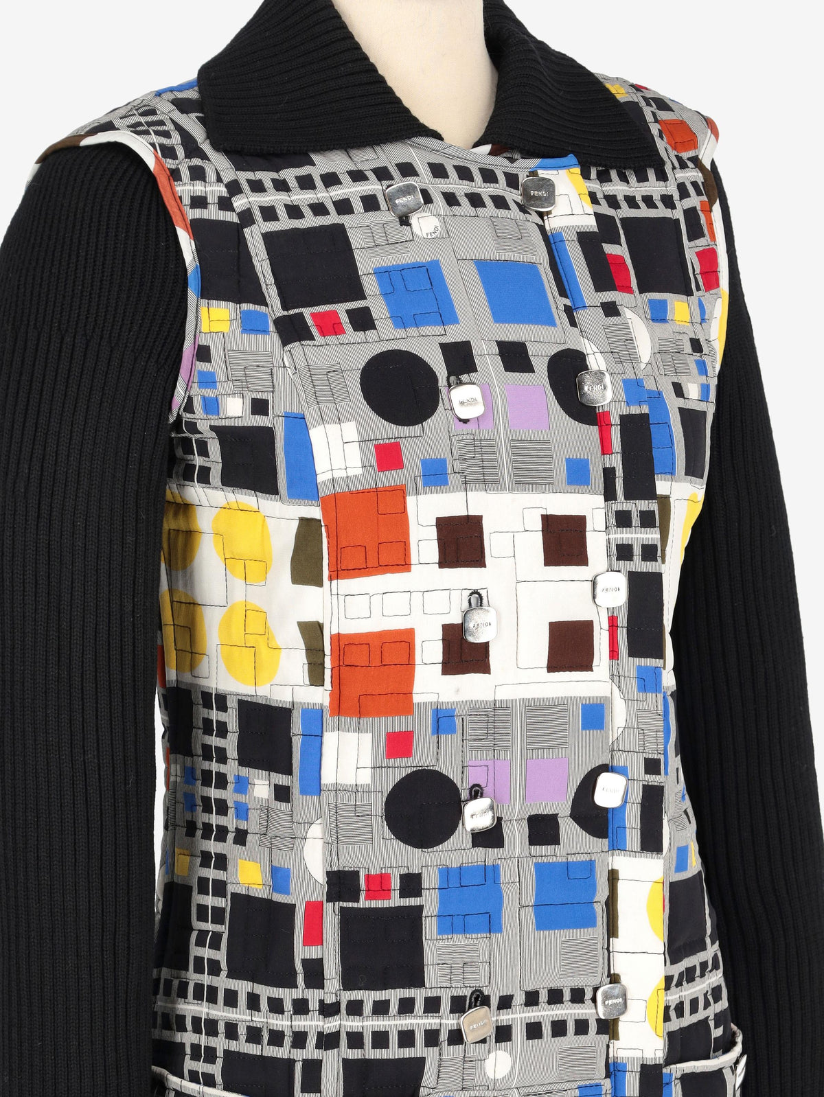 Fendi Long Multicolored Quilted Jacket W2511.64  Fendi 