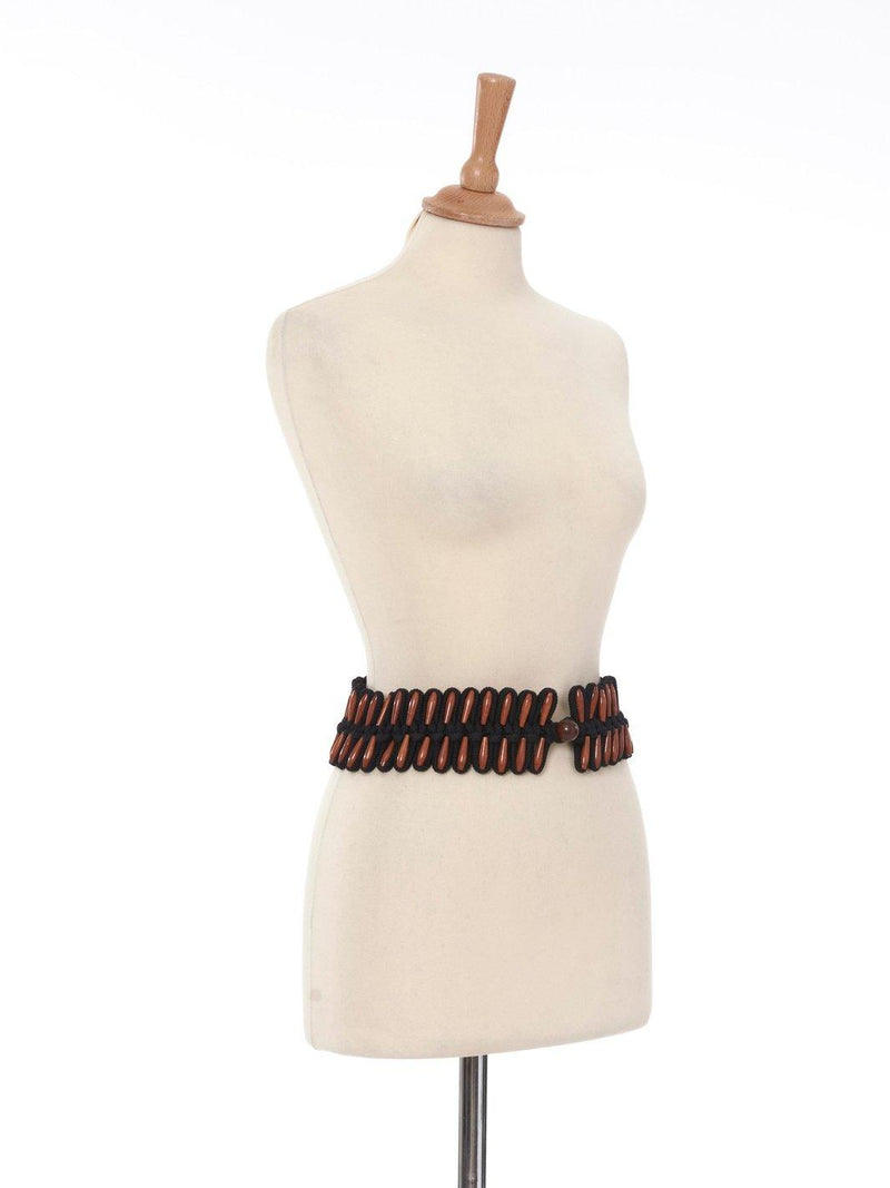Yves Saint Laurent fabric and wood belt W22061010  YSL 