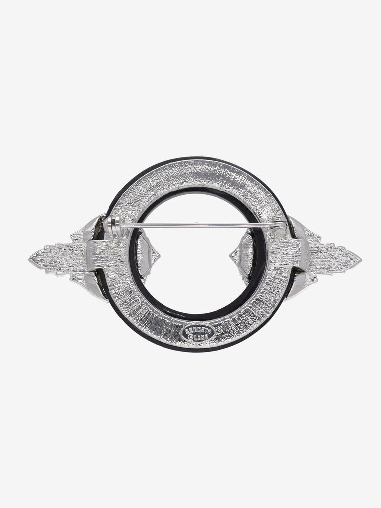Kenneth Jay Lane Black Decò Circle Brooch CVR24.1.139  Kenneth Jay Lane 