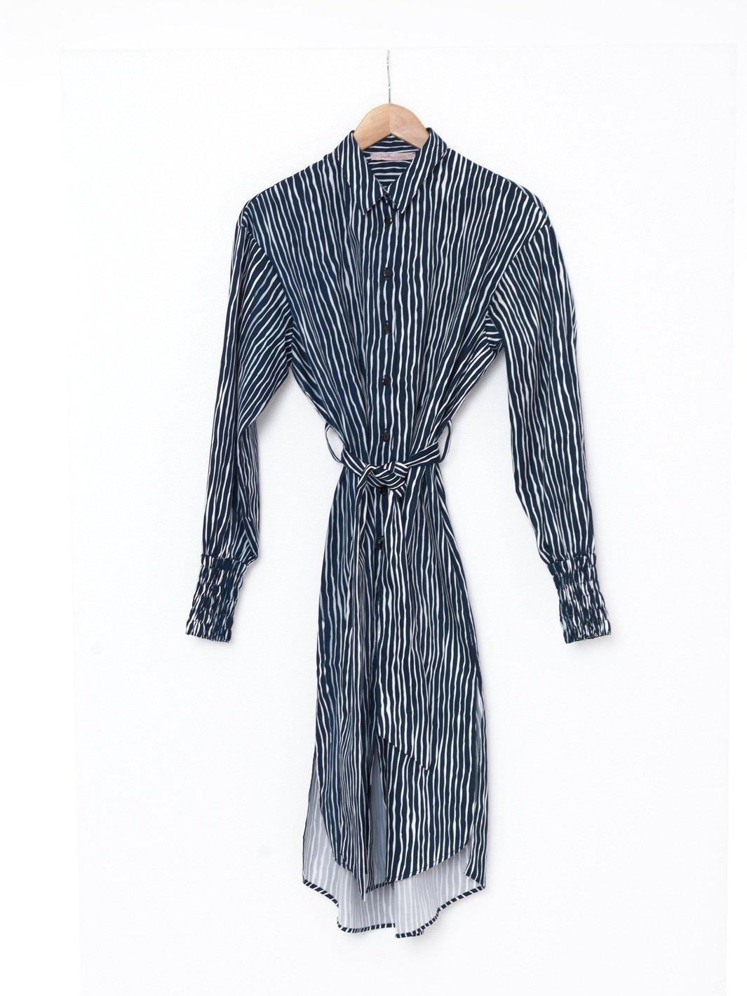 2020 Cavalli e Nastri chemisier dress with blue and white stripes W22070402  Cavalli e Nastri 