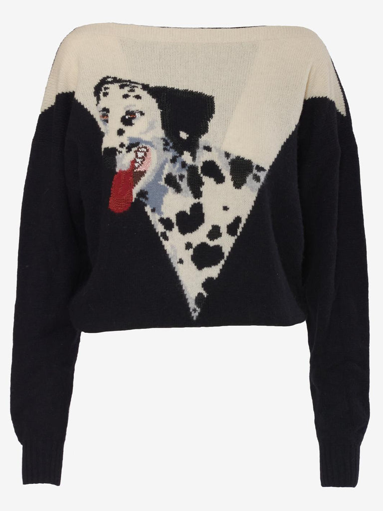 Krizia Maglia in lana con ricamo dalmata