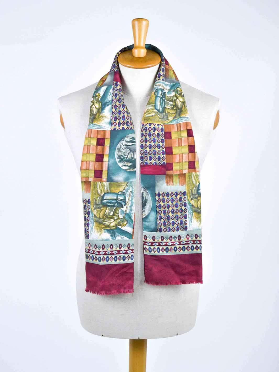 198os scarf in silk and light burgundy wool W22050699  Vintage 
