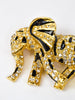 1980s elephant-shaped brooch with black varnish and rhinestones W22051930  Vintage 