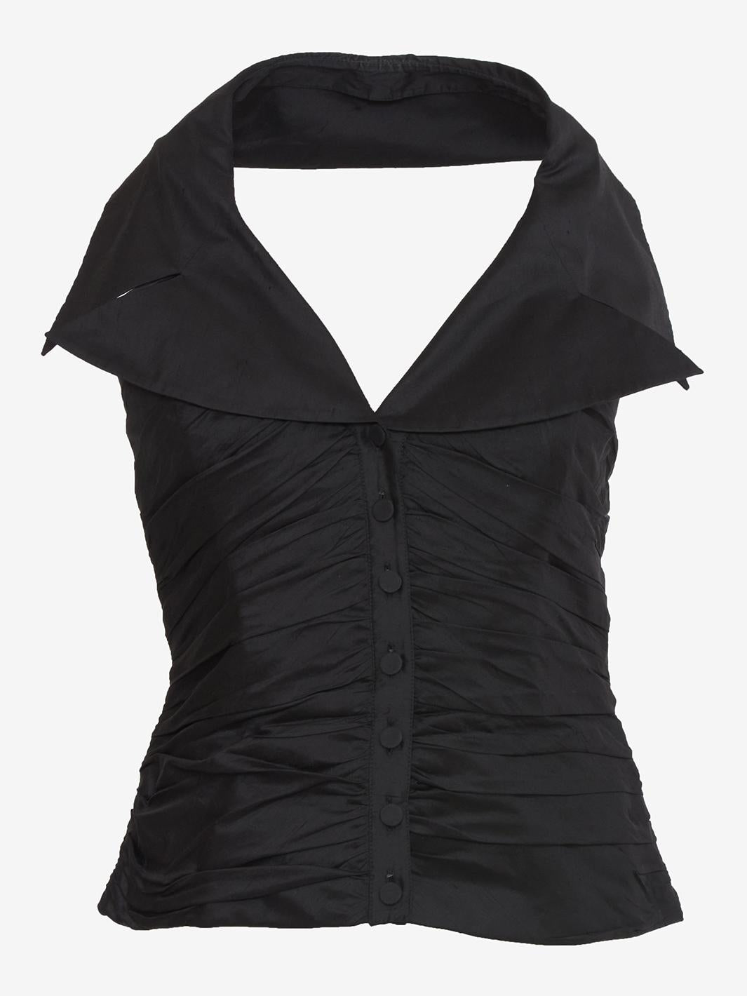 Vintage black silk satin top