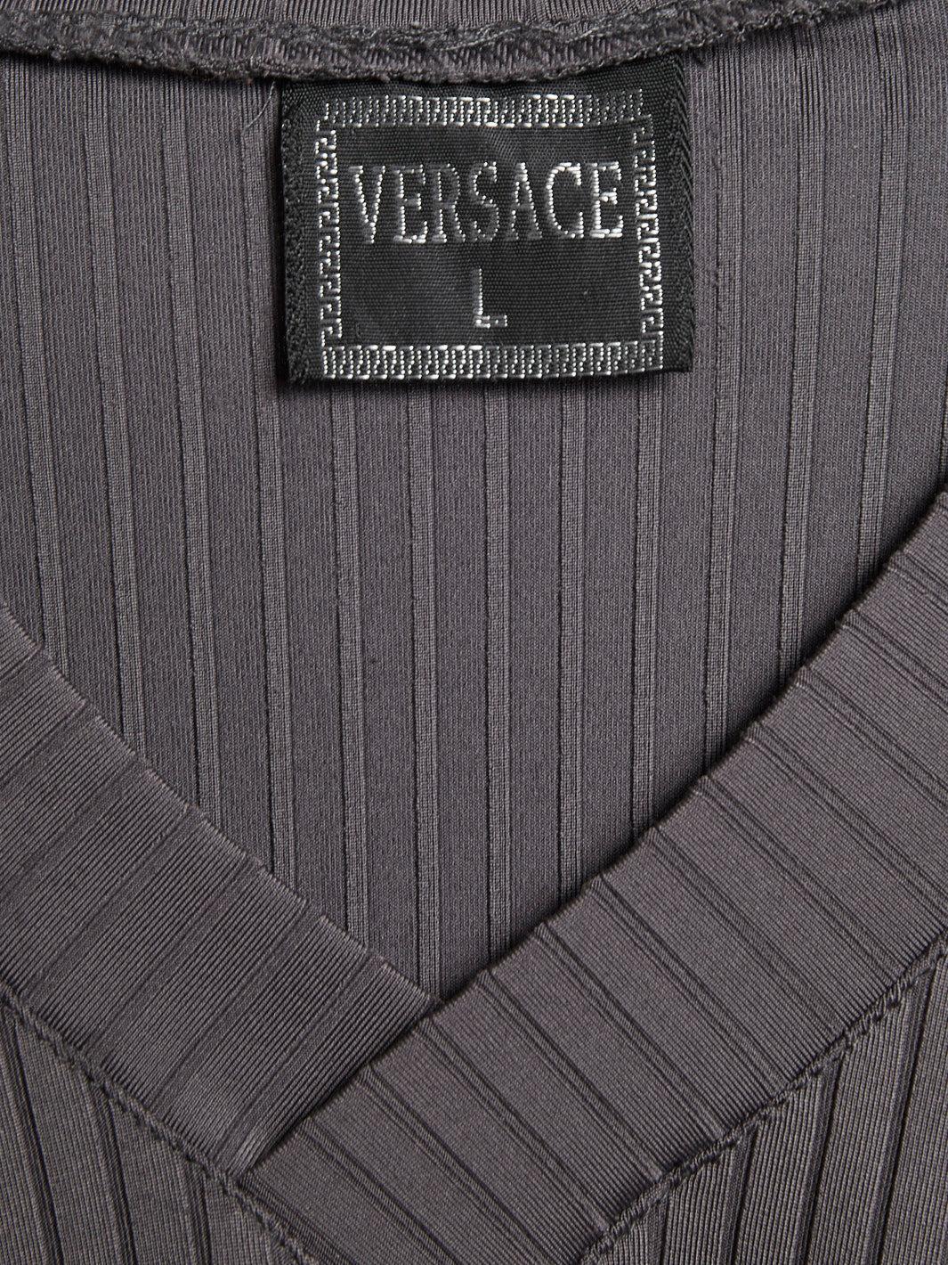 Y2K Versace grey T-shirt in technical fabric with V-neckline W22032404  Versace 