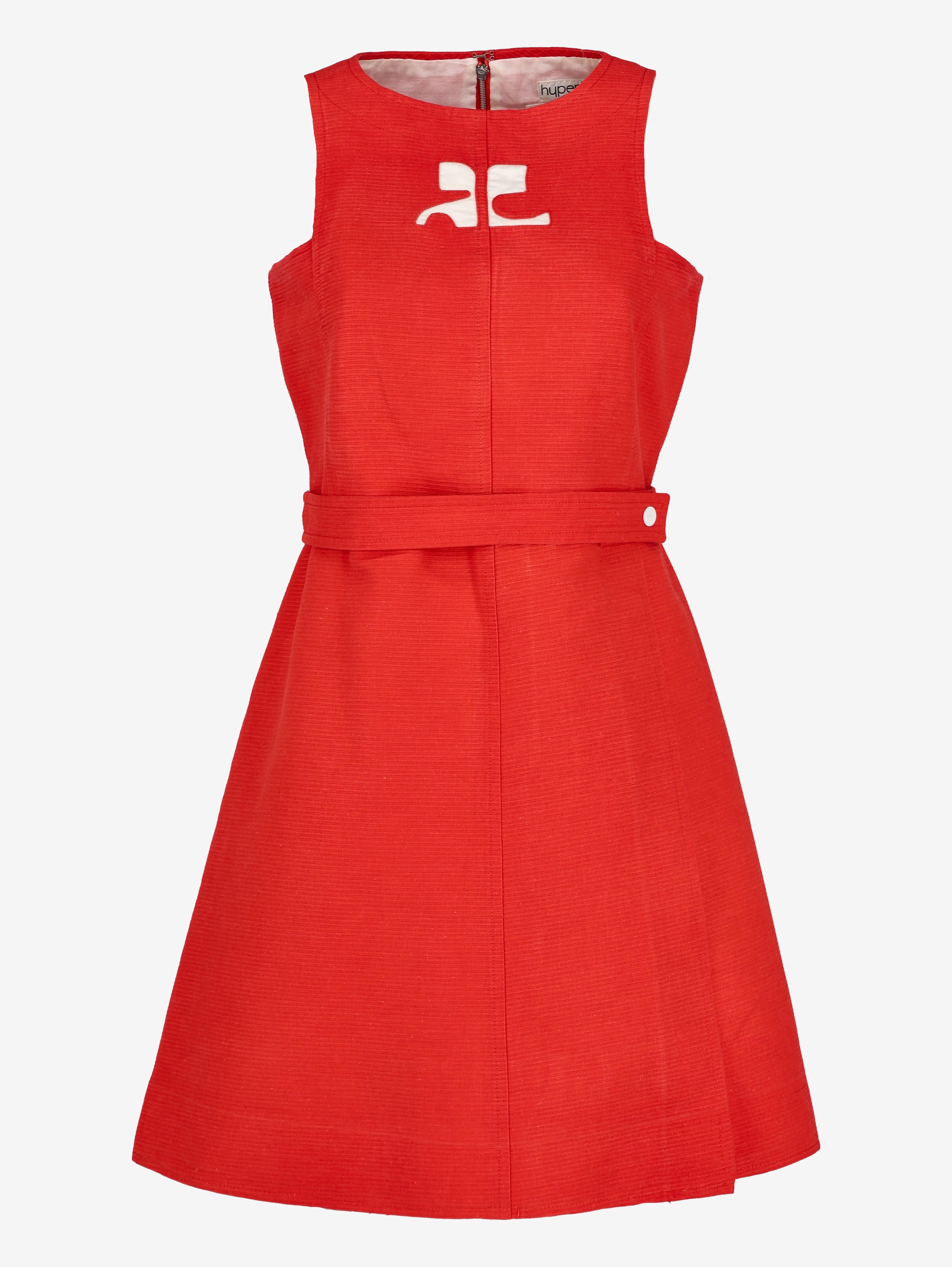 courreges red dress Long Slash Crepe Dress - Grenat - L
