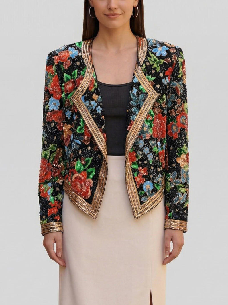 Vintage 1980s Bolero with Multicolor Sequins AR082  Vintage 