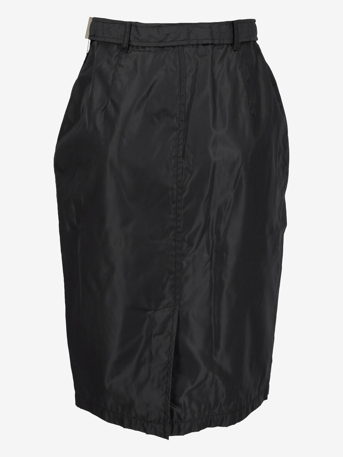 Prada Mid-Length Nylon Skirt with Logo Belt W7426.48  Prada 