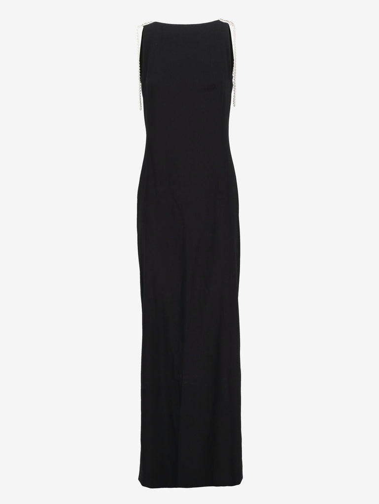 Dsquared2 Black Open-Back Long Nightgown with Faux Pearl Detail CVM26.23.27  Dsquared² 