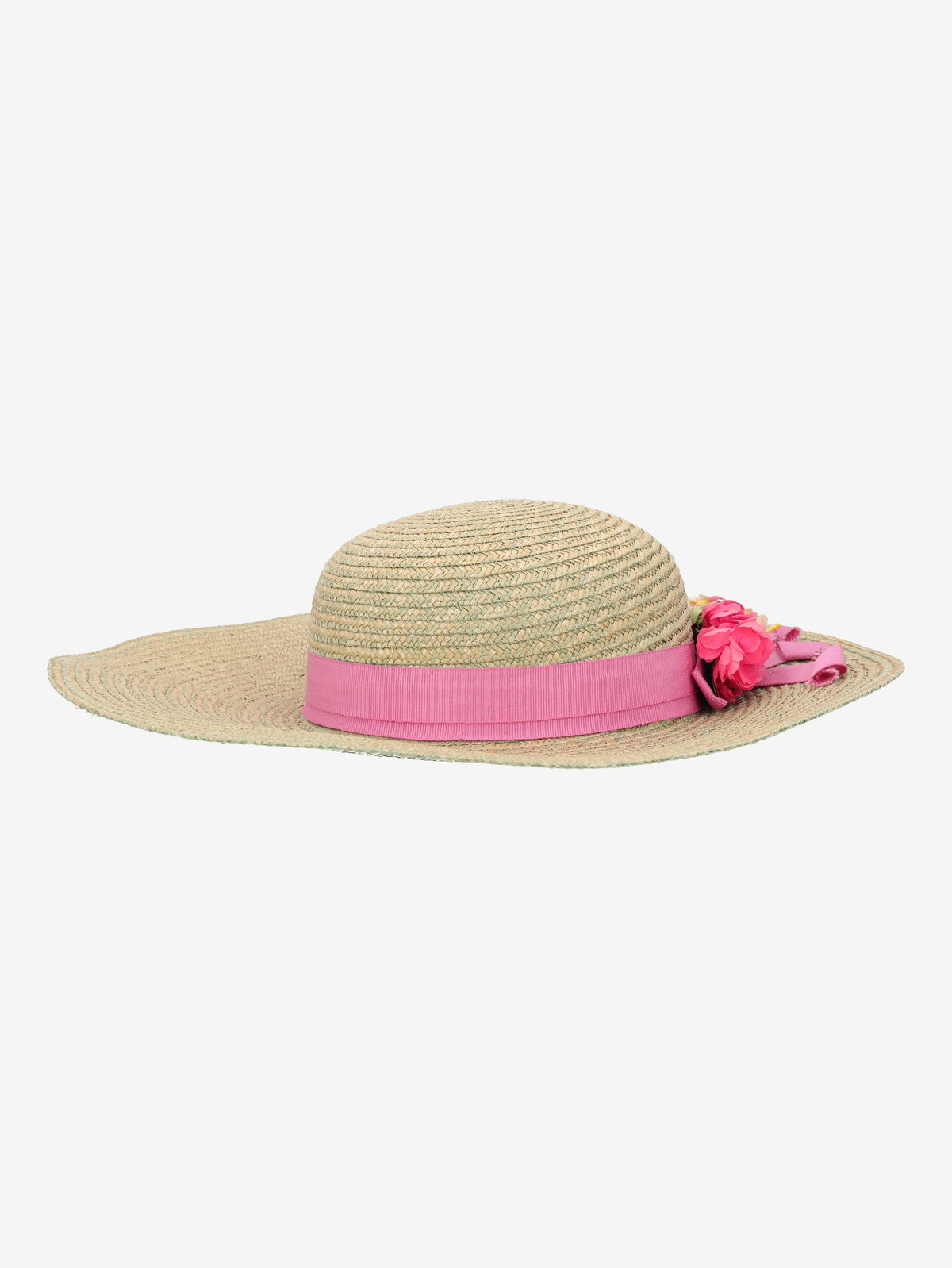 Natural Straw Hat with Floral Detail M1602884  Vintage 