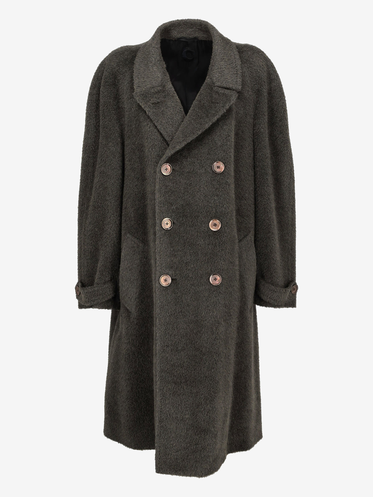 Vintage Double-Breasted Long Coat in Alpaca and Wool Blend MU260214.10  Caruso 