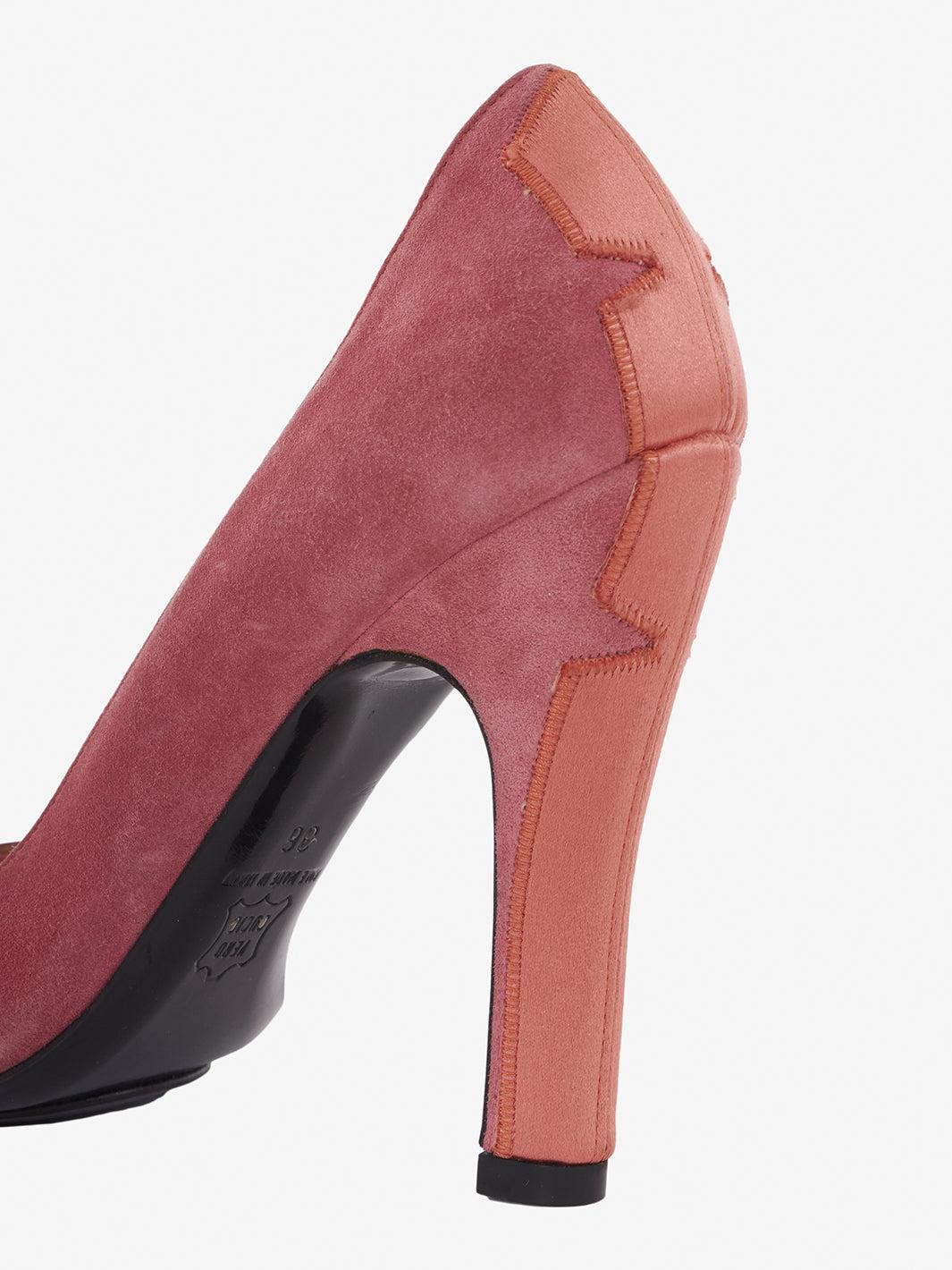 Rochas pink suede round toe heel shoe CVM22.81.3  Rochas 