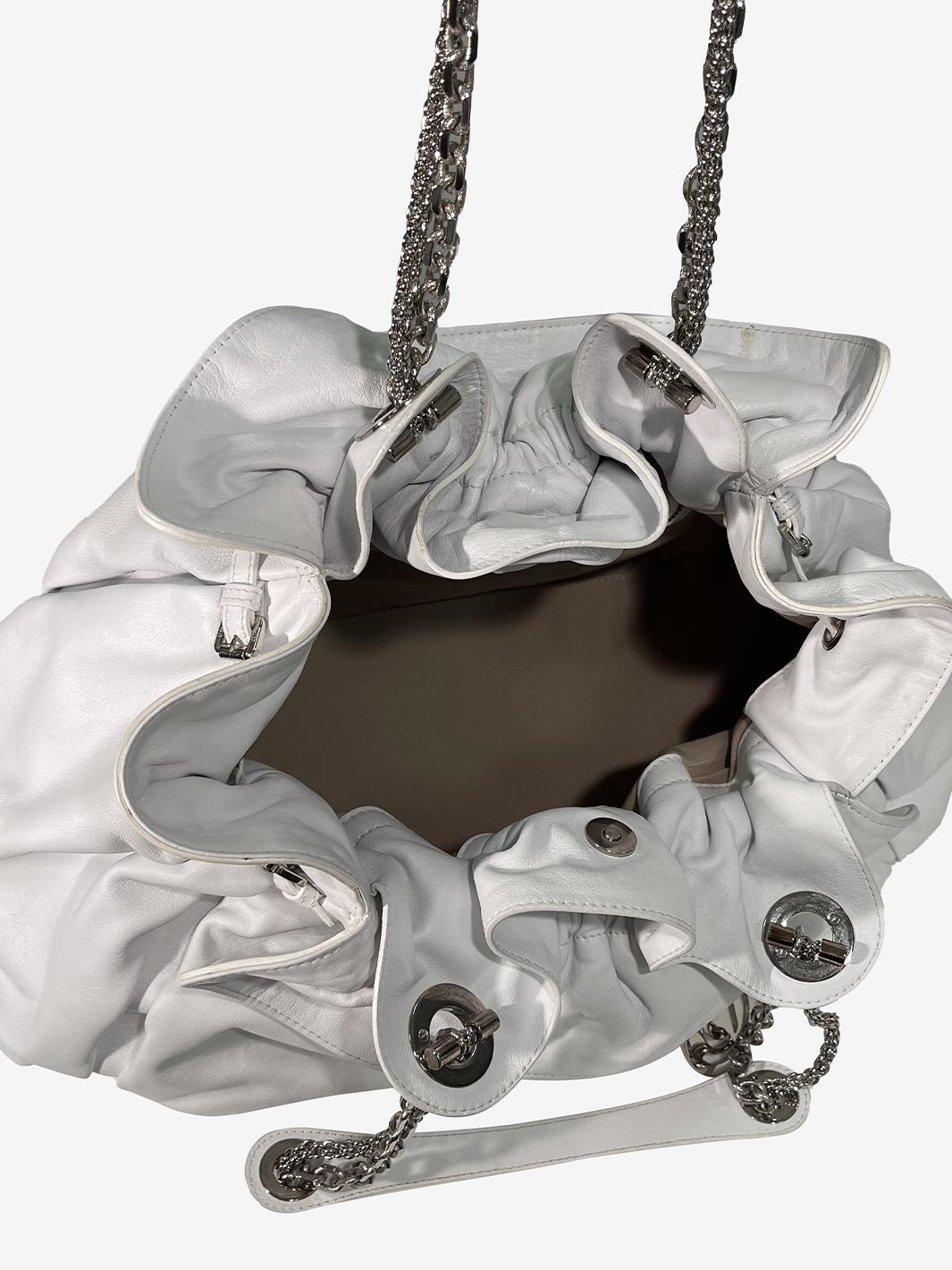 Christian Dior Borsa in pelle bianca con volant