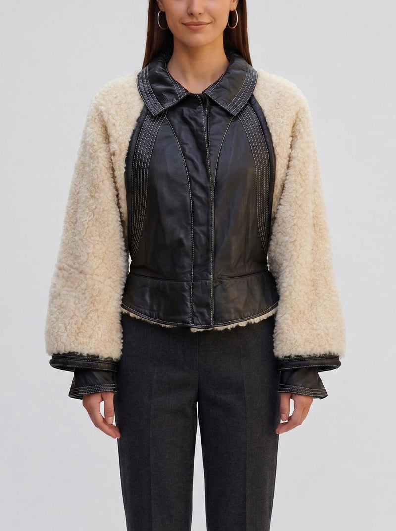 Gianfranco Ferré Jacket in Leather and Shearling wcv10043.11  Gianfranco Ferré 