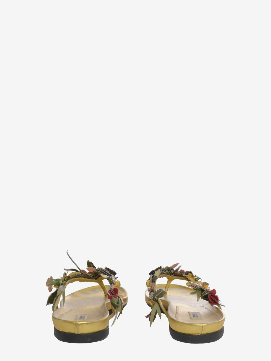 Prada 皮革花卉图案人字拖