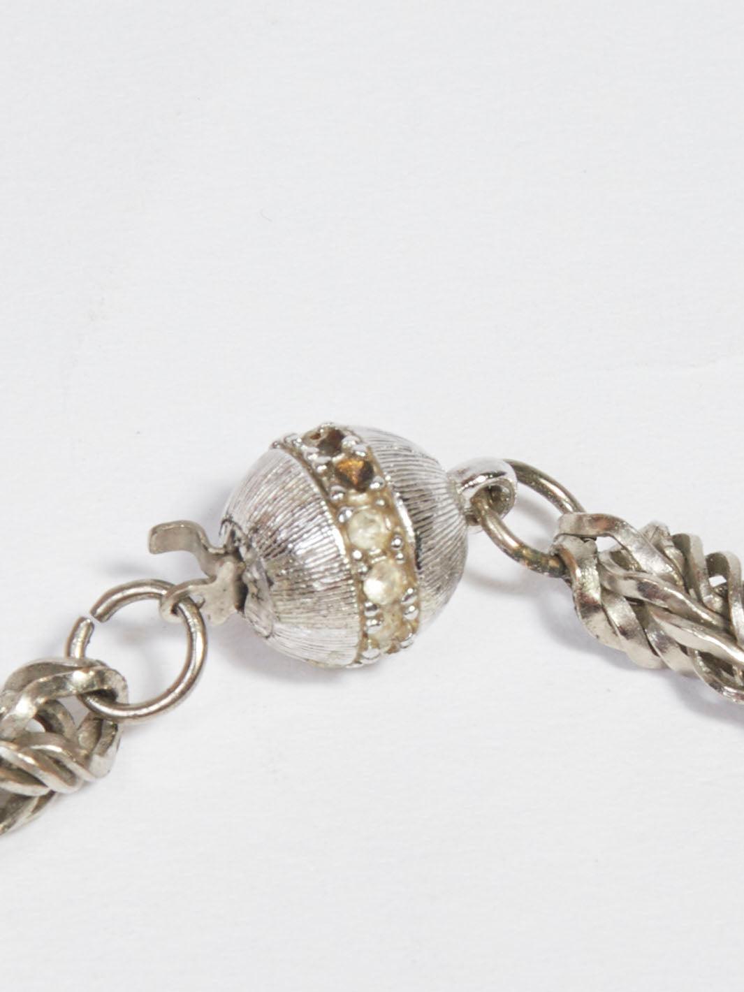 1980s Bozart silver byzantine mesh choker necklace with fresh pearls W22033110  Bozart 