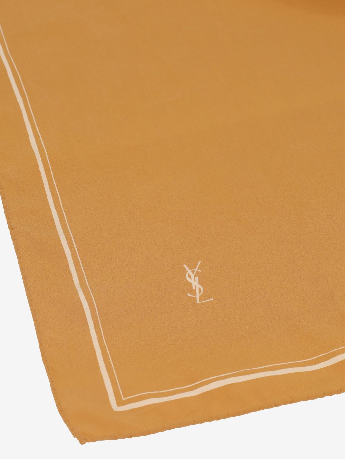 Yves Saint Laurent Beige Square Scarf with Logo Border W150626.31  Yves Saint Laurent 