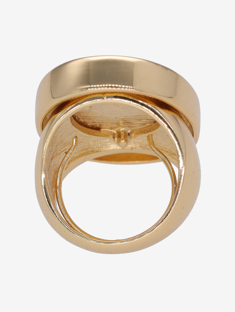 Kenneth Jay Lane Red Enamelled Oval Ring CVR24.1.147  Kenneth Jay Lane 