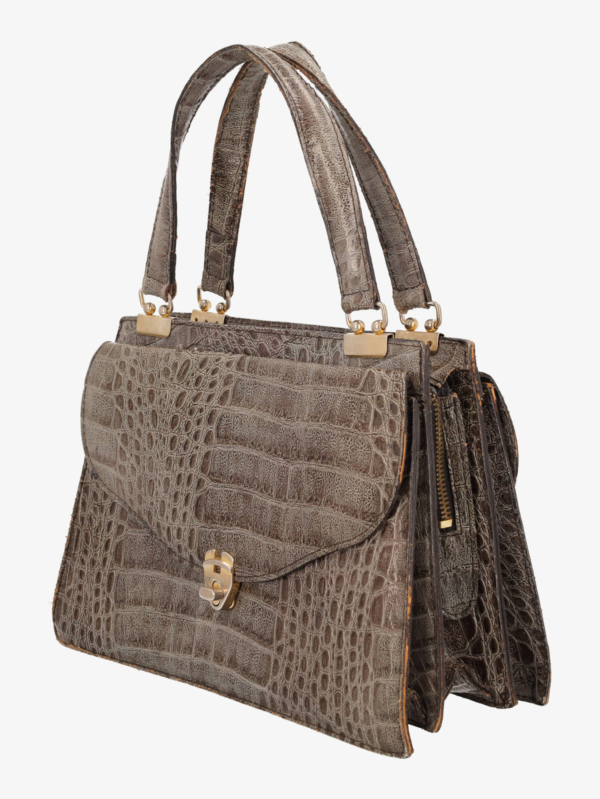 Vintage Grey Leather Handbag W24121234  Vintage 