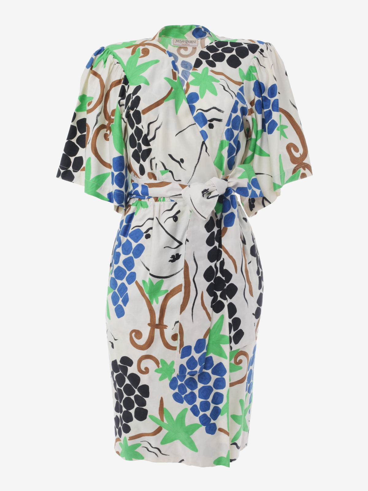 Yves Saint Laurent 图案裹身裙 - 80 年代