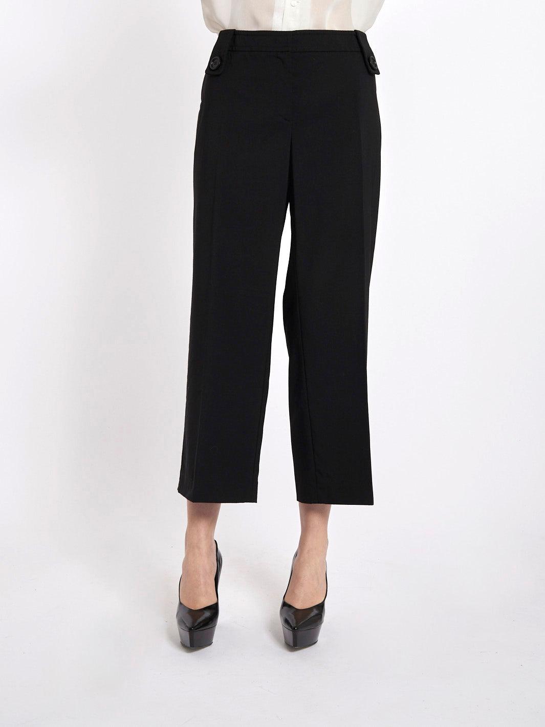 Y2K Prada black cropped woollen pants with buttons on the front W2203177  Prada 