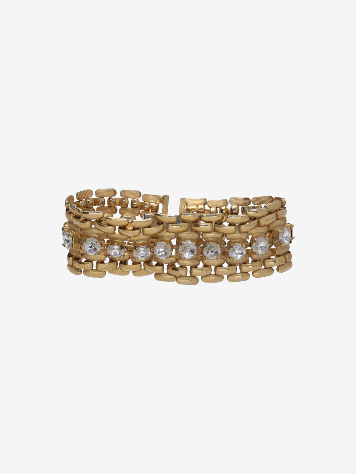 Vintage Thick Chain Bracelet with Linear Gemstone Detail W13426.59  Vintage 