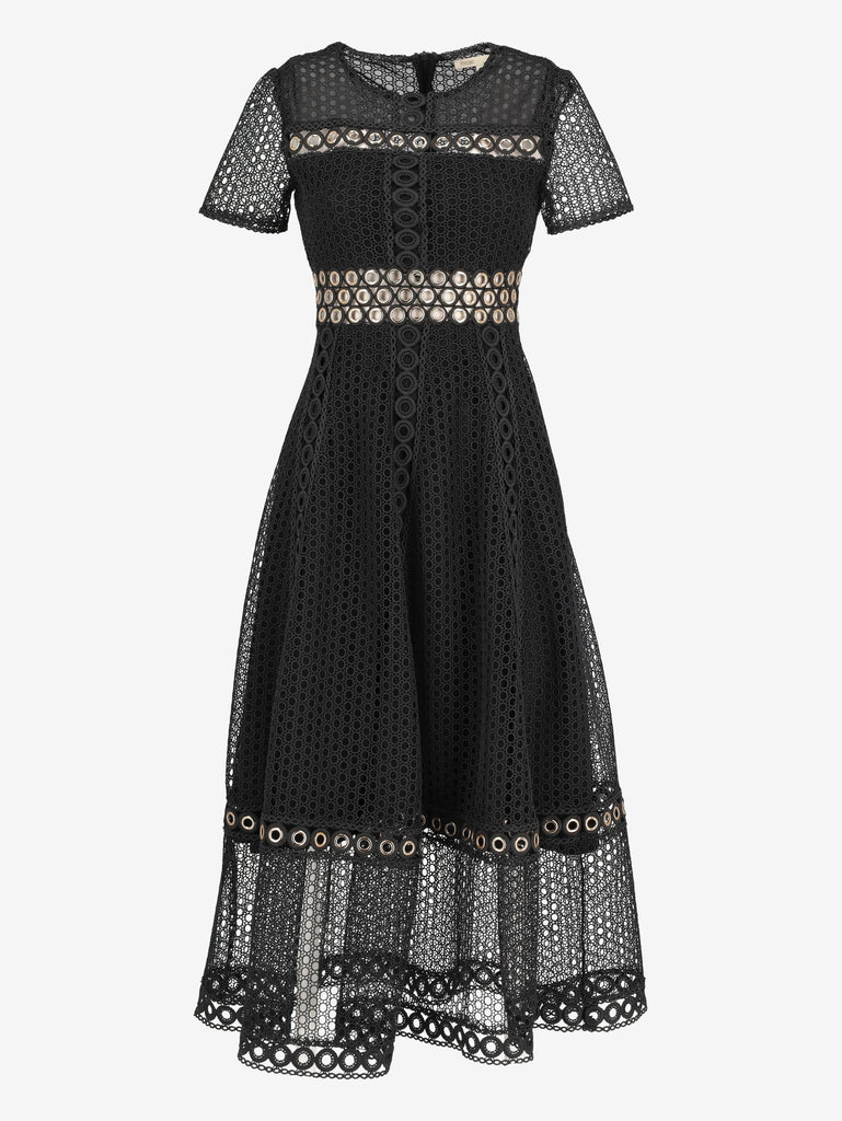 Maje Black Eyelet Lace Midi Dress WCV161224_68  Maje 