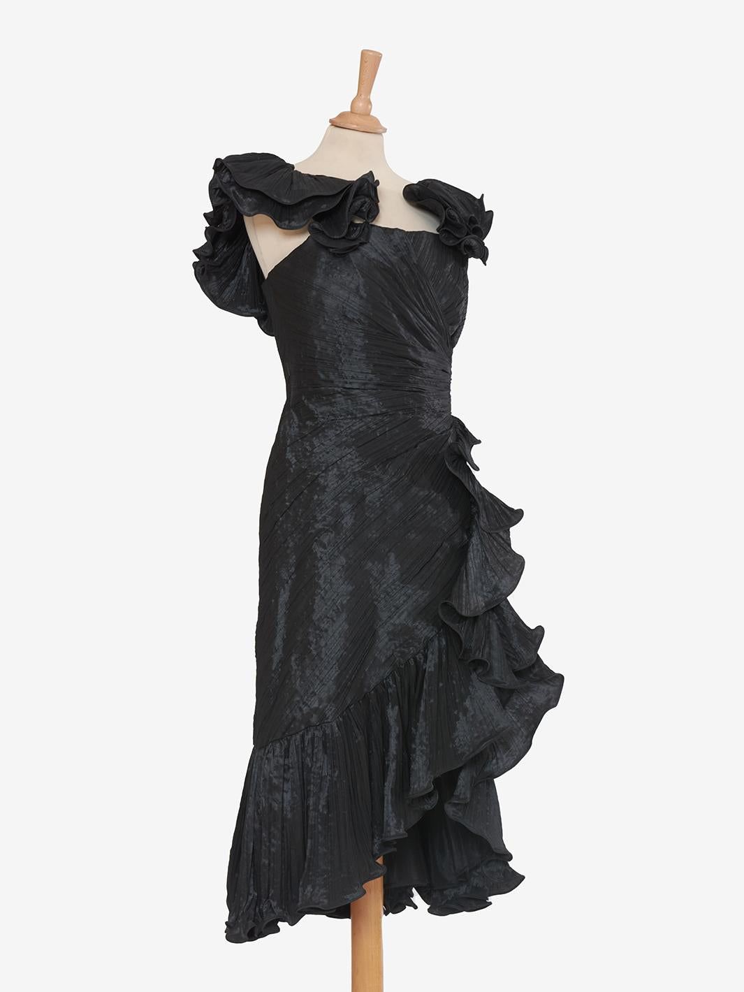 Vintage black silk dress MR202064  Vintage 