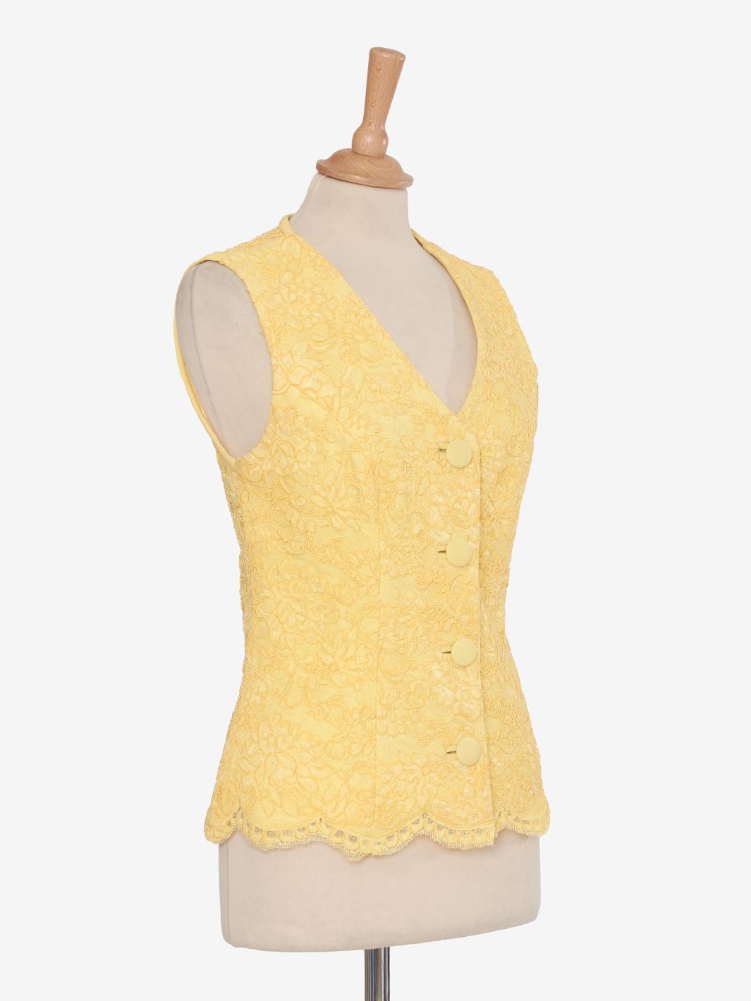 Gai Mattiolo Gilet giallo in pizzo