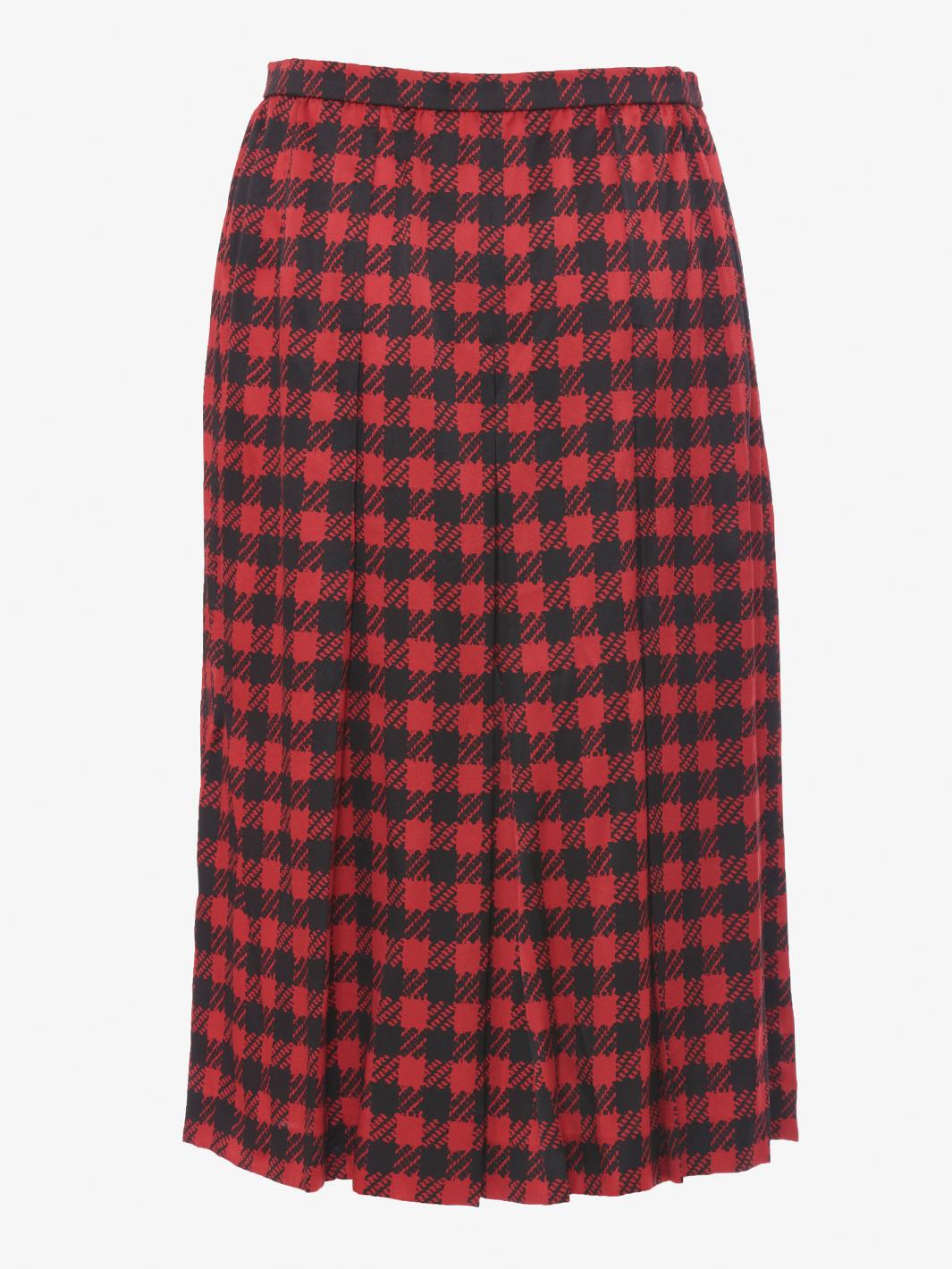 Mila Schön Houndstooth pattern silk skirt and blouse ensemble