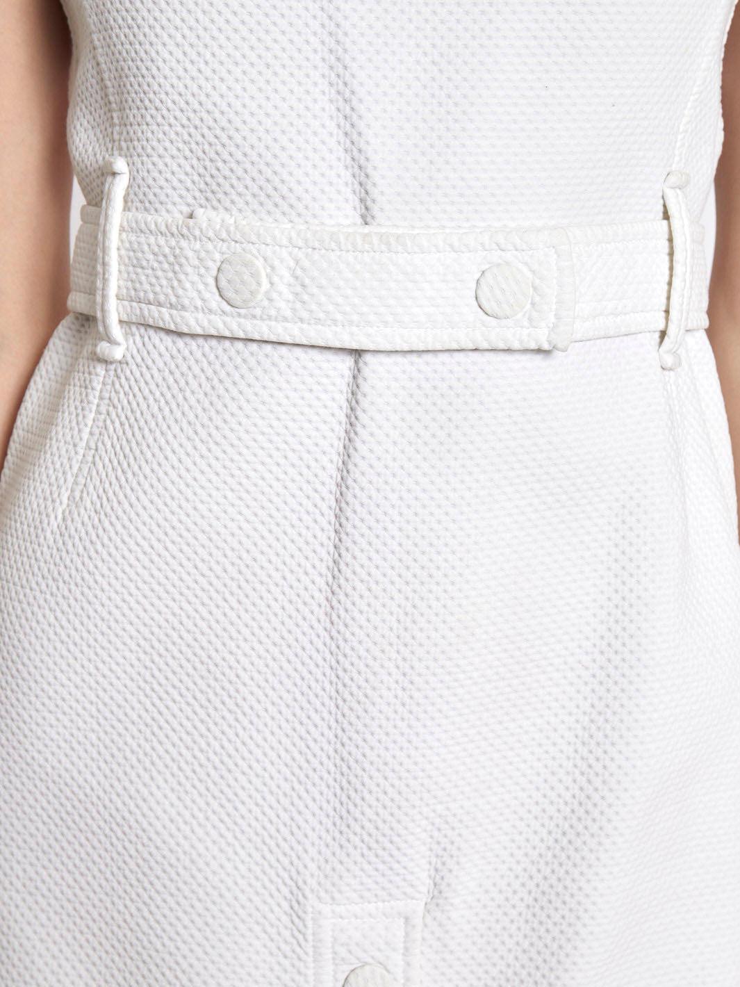 Abito corto senza maniche Courrèges anni '60 in piquet di cotone pesante