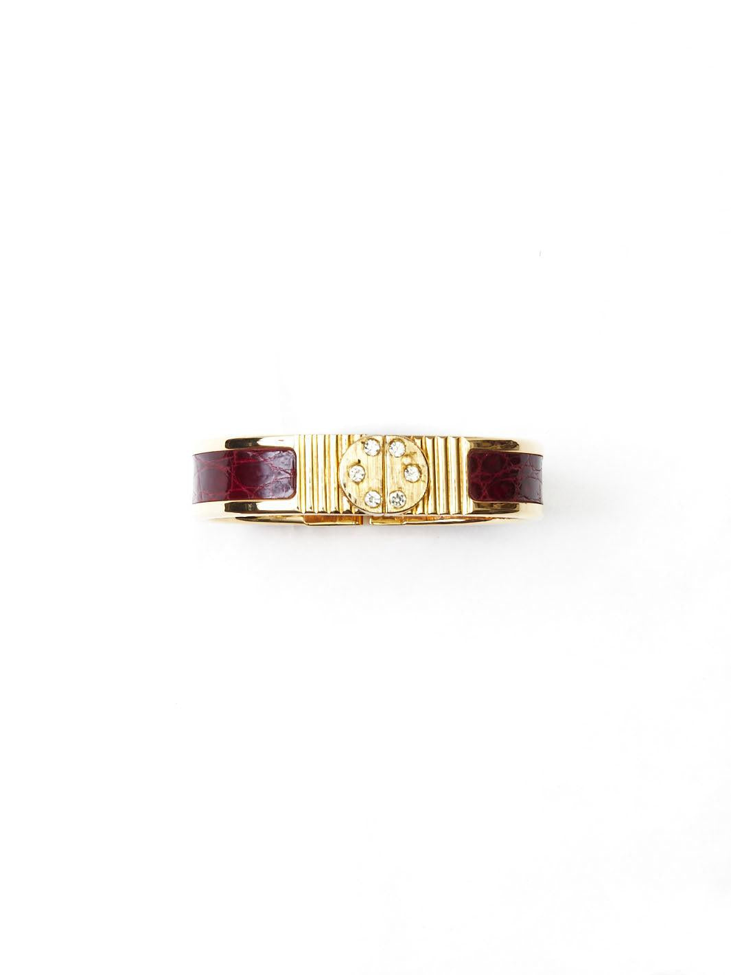 1980s Correani rigid bracelet with crocodile patterned  strap and W22033025  Correani 