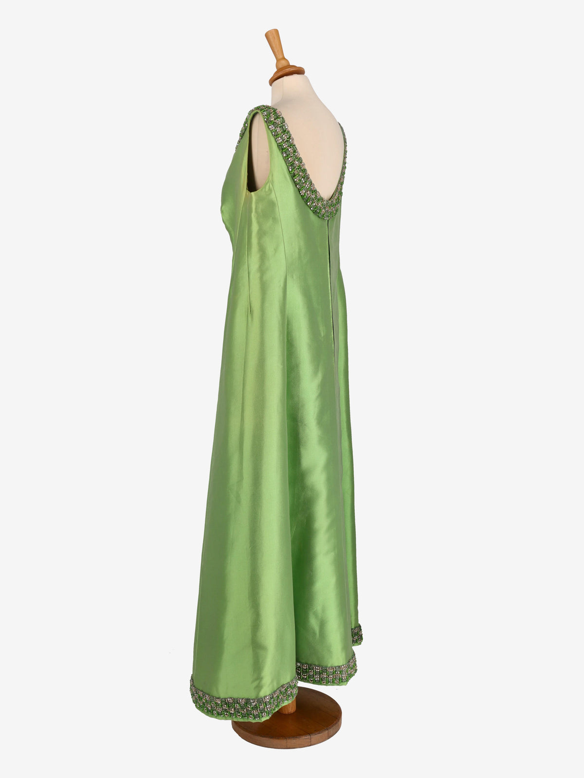 Satin Beaded Long Dress - 60s M1701749  Vintage 