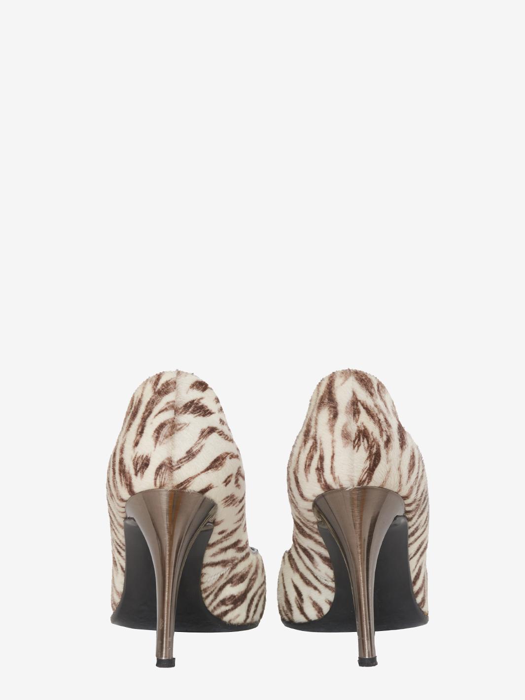 Mario Bologna Zebra-print pony skin pumps