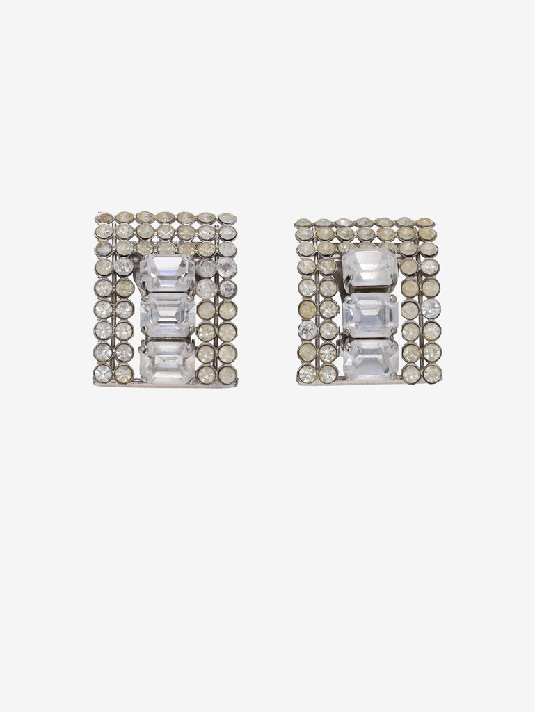 Vintage Rectangular Drop Earrings with Cascading Rhinestones W13426.44  Vintage 