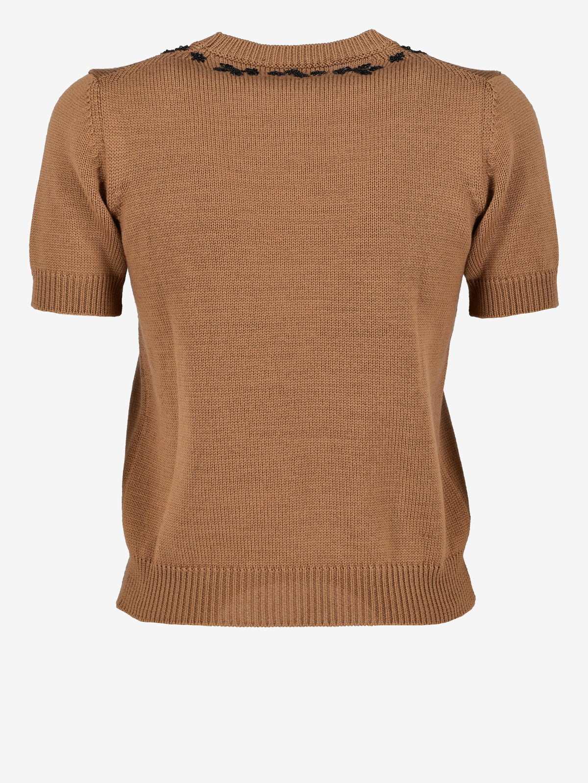 Dolce & Gabbana Knitted Wool T-Shirt with Beaded Floral Necklace Detail W7426.29  Dolce & Gabbana 