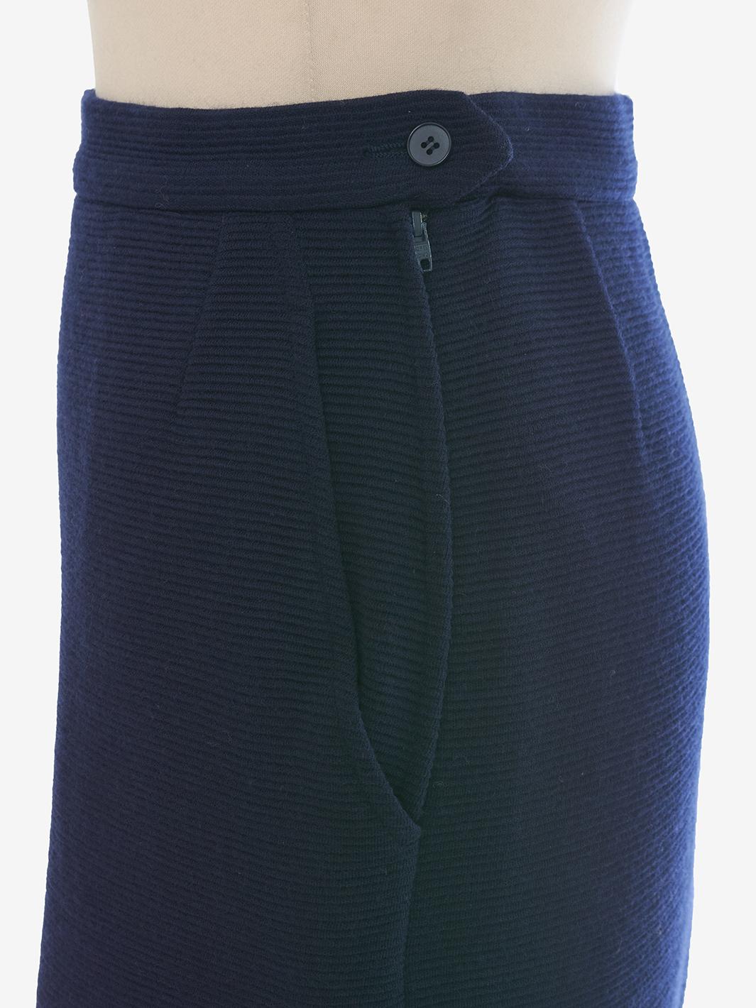 Yves Saint Laurent Blue Wool Ribbed Skirt MZ191308  Yves Saint Laurent 