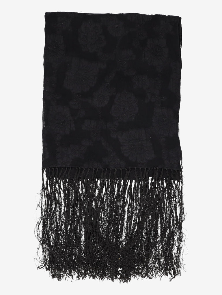 Vintage Floral Embroidered Black Shawl W27526.55  Vintage 
