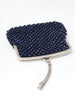1960s clutch bag in dark blue crochet cotton with beads embellishment MR2023011  Vintage 
