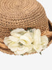 Woven Straw Hat with Ivory Floral Detail BR150622.21  Vintage 