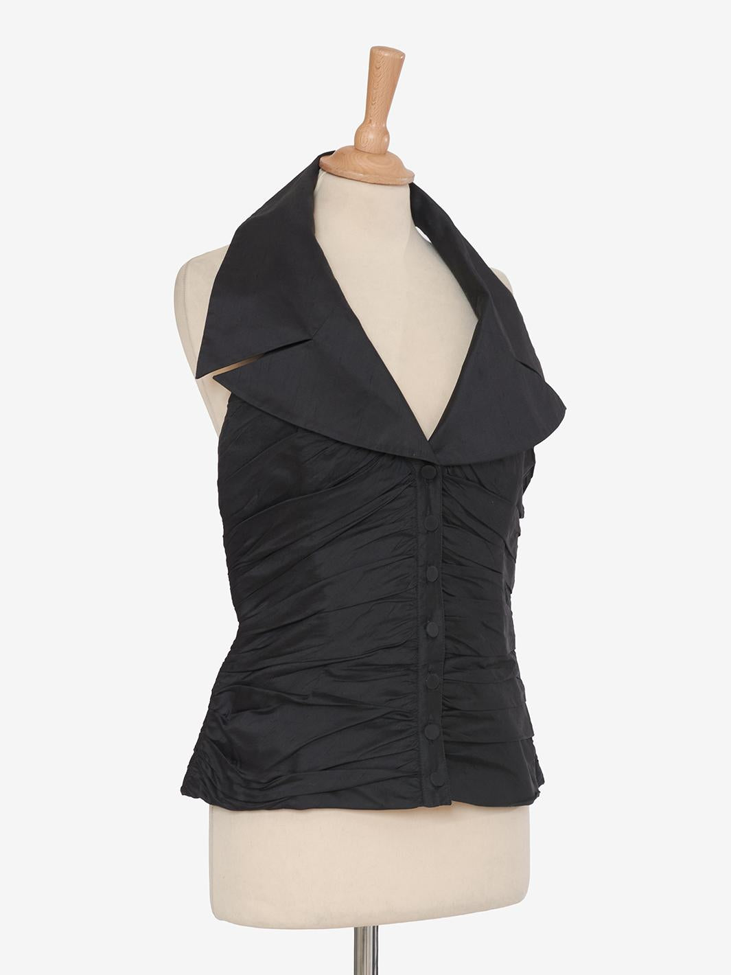 Vintage black silk satin top