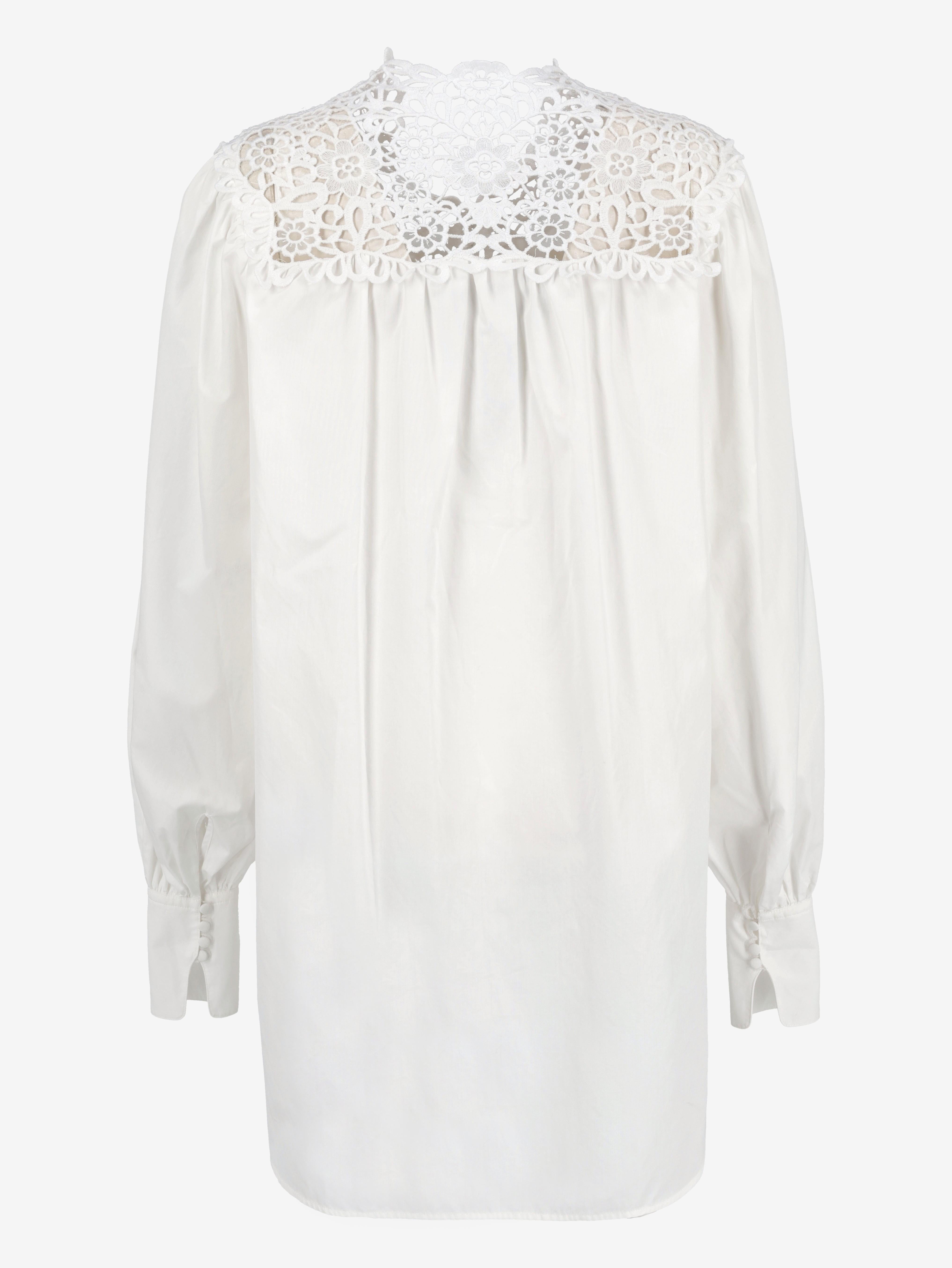 ERMANNO SCERVINO 刺繍 シャツ ERMANNO SCERVINO | Oversized Botanical Appliqué Cotton Blend