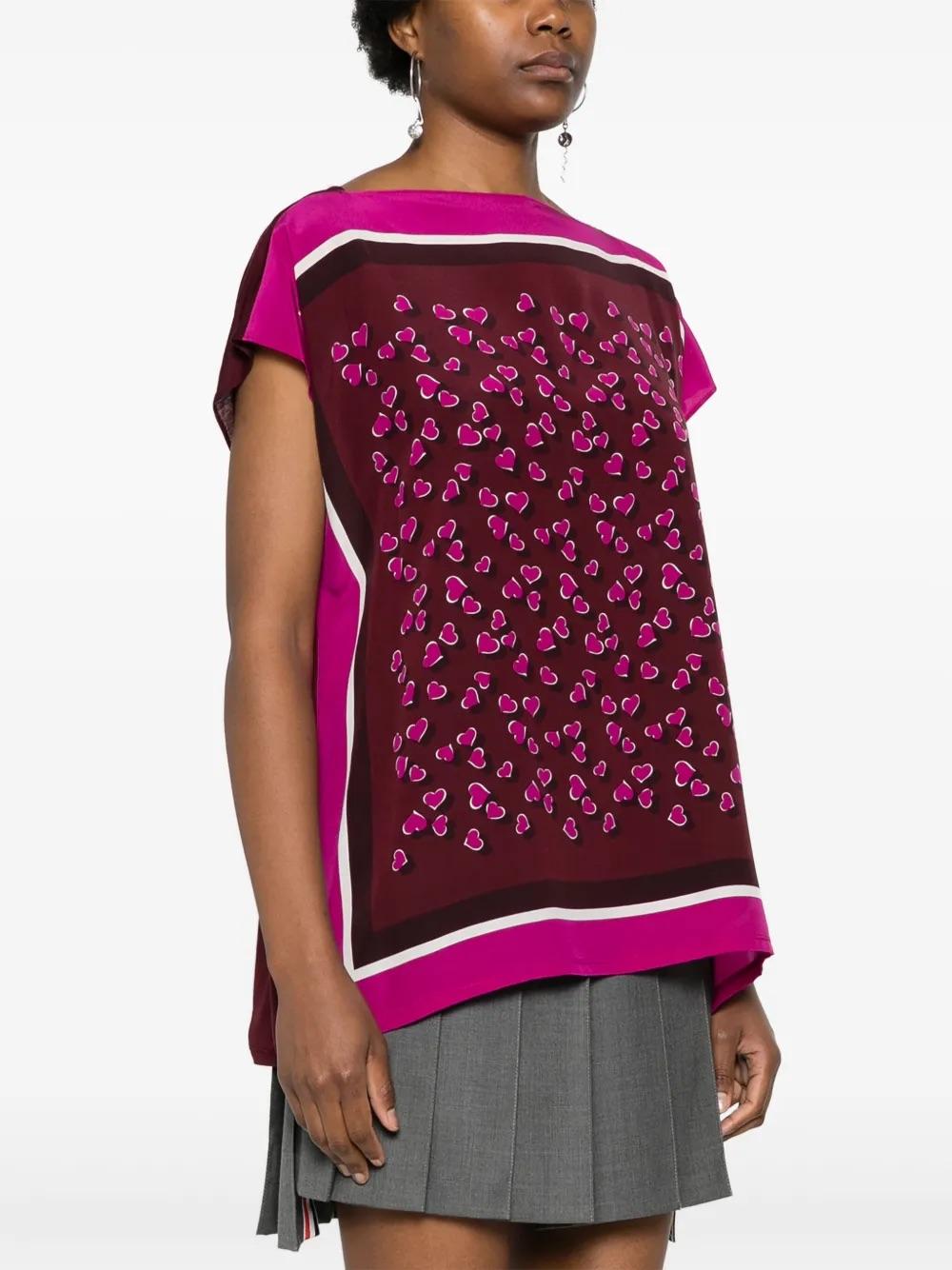 Gucci Floating Hearts Silk Pullover Blouse WCV241045  Gucci 