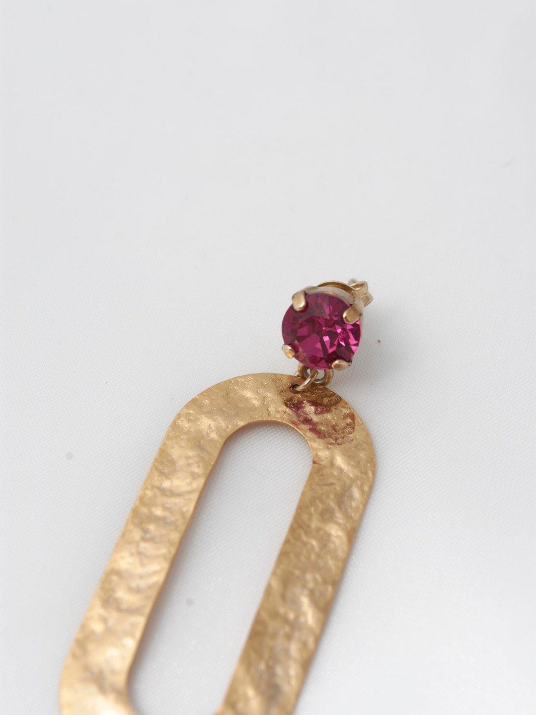1980s Enrico Coveri golden earrings with pink hard stone W22062135  Enrico Coveri 