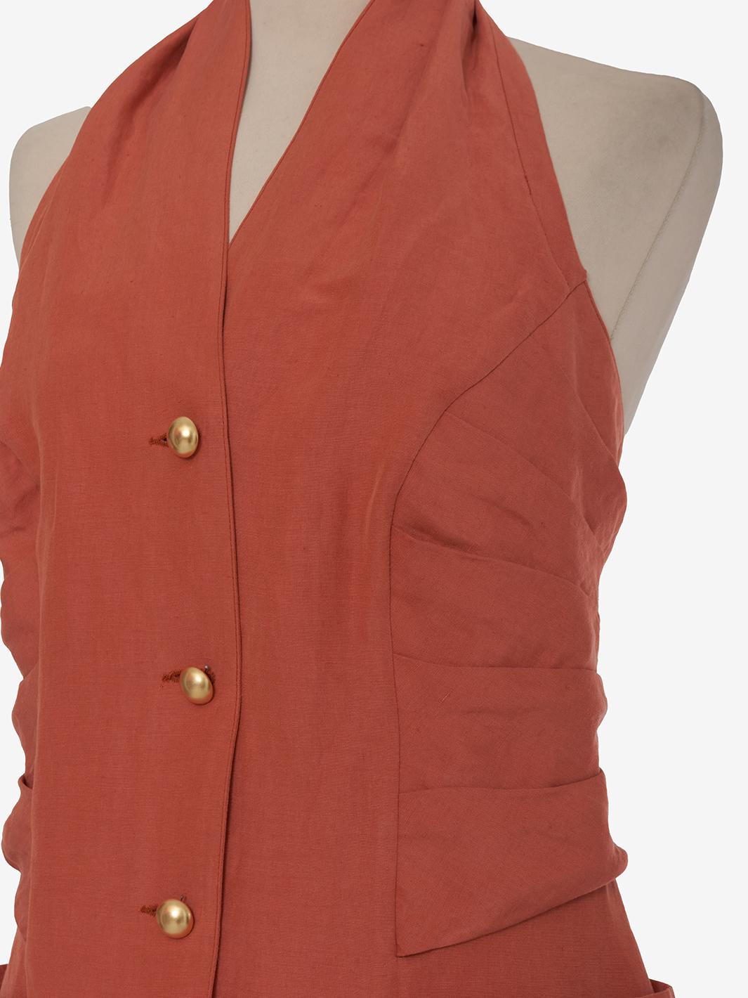 Byblos Brick-colored Linen Dress