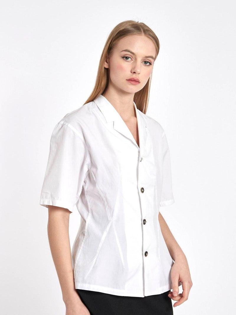 Short sleeves white Y2K Gothic by Yohji Yamamoto blouse W22031729  Yohji Yamamoto 